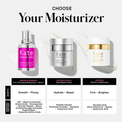 Kate Somerville Wrinkle Warrior® 2-in-1 Plumping Moisturizer + Serum – Hydrating Formula with Hyaluronic Acid, Smooths Fine Lines, Firms Skin & Boosts Radiance, 1.7 Fl Oz