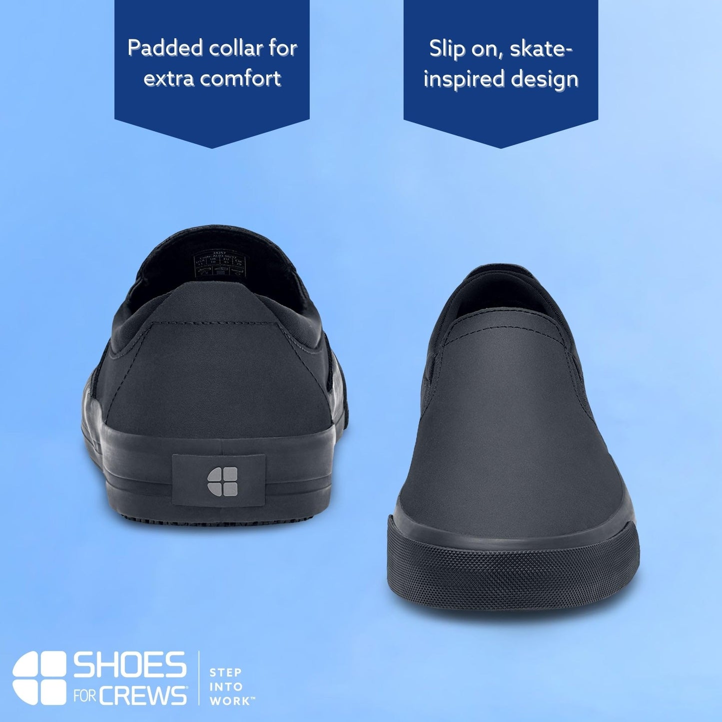 Shoes For Crews Unisex Slip-On Work Shoe - Non-Slip, Comfortable & Water-Resistant Slip-On Work Sneaker for Men & Women - Ideal for Restaurant, Hospitality, Retail Workers & More - Ollie II