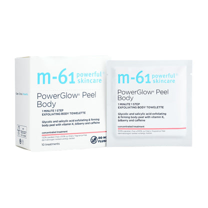m-61 PowerGlow Peel Body | Exfoliating Body Towelette With Glycolic And Salicylic Acid. 1 Minute, 1 Step - 10 Treatments