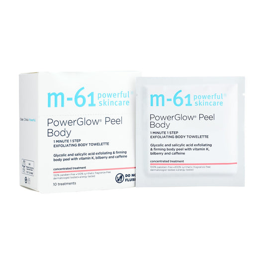m-61 PowerGlow Peel Body | Exfoliating Body Towelette With Glycolic And Salicylic Acid. 1 Minute, 1 Step - 10 Treatments