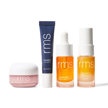 RMS Beauty Skin-to-Skin Discovery Set – 4-Piece Skincare Essentials Kit – Includes 24-Hour Hydration Face Oil, Cream, Mist & Full-Size Lip Mask – Non-Comedogenic & Clean Beauty Gift Set
