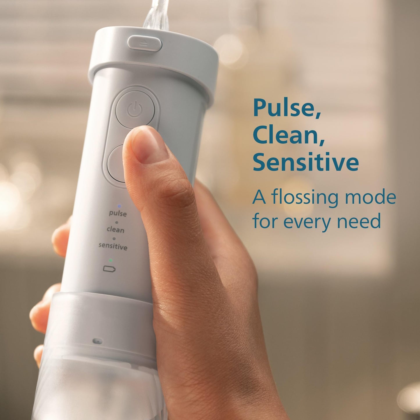 Philips Sonicare Compact Flosser 1000, Portable Water Flosser with 3 Flossing Modes, IPX7 Waterproof Oral Irrigator, Travel Friendly, Blue, Model HX3333/24
