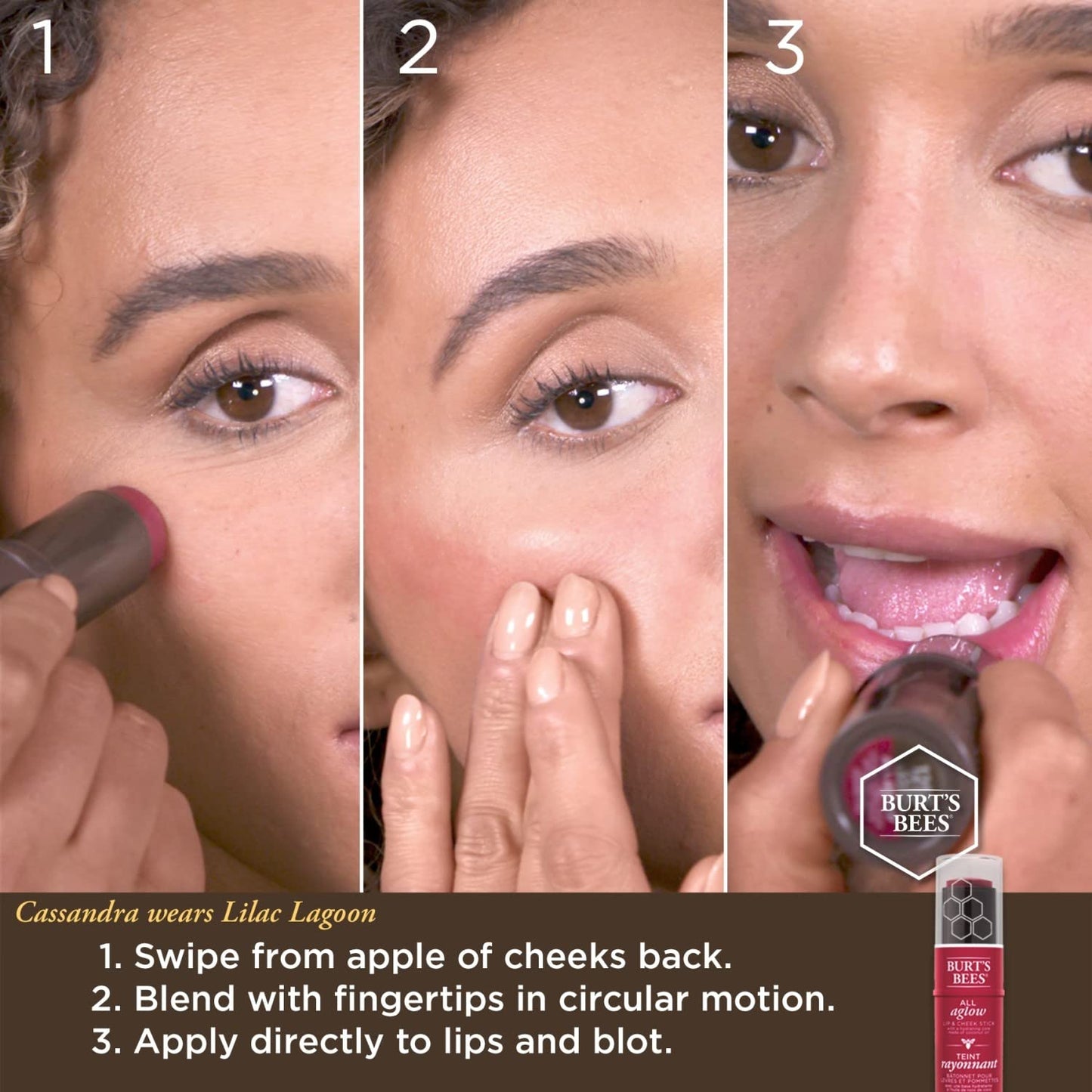 Burts Bees 100% Natural All Aglow Lip & Cheek Stick, Dahlia Dew - 1 Tube