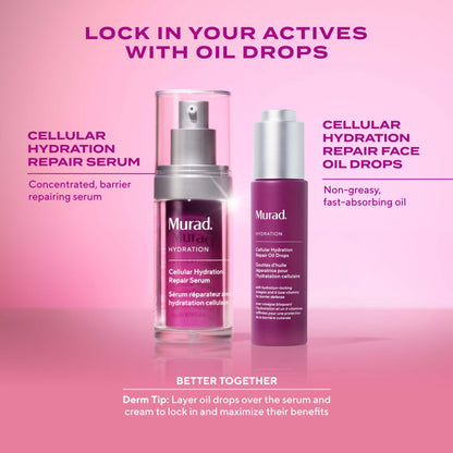 Murad Cellular Hydration Repair Oil Drops – Hydrating Facial Oil for Dry, Dehydrated Skin – Strengthens Skin Barrier, Boosts Radiance & Smoothness – Lightweight, Fast-Absorbing Formula – 1.0 oz
