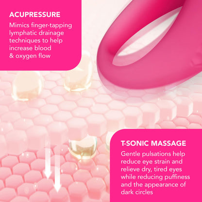 FOREO Eye Revive IRIS 2 Bundle - Lymphatic Drainage Eye Massager IRIS Hydrating Hydrogel Eye Mask, 60 pcs Dark Eye Circle Remover & Eye Bags Remover - Eye Puffiness Reducer - Fuchsia
