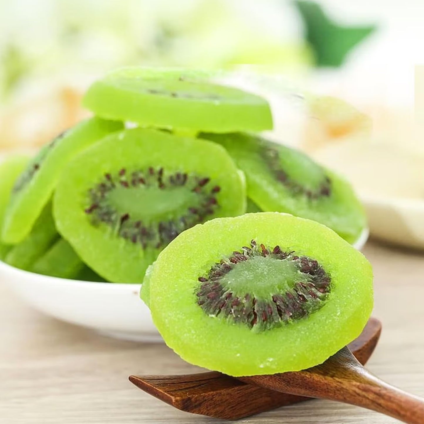 BAYUEDEGUA-Dried kiwi fruit 250g/8.81oz Green core kiwi dried fruit,Candied fruit jerky,Sweet and sour,Appetizing.Dessert decoration,Tea drinks,Baking,Breakfast pairing.