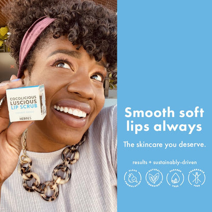 Handmade Heroes 100% Natural Lip Scrub, Vegan Conditioning Coconut Exfoliator - Gentle Exfoliant, Sugar Polish and Scrubber for Chapped Dry Lips, 1oz (Coconut Sorbet)