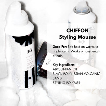 R+Co CHIFFON Styling Mousse – Lightweight Hair Foam, Adds Volume & Texture, All Hair Types