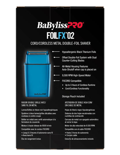 BaBylissPRO FoilFX Cord/Cordless Metal Double Foil Shaver (Blue)