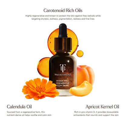 True Botanicals Bronze Well Regenerative Glow Drops | Naturally Bronzing | Moisturize Skin & Add a Slight Glow | All Skin Types | Dermatologist Tested, All Natural, Vegan | 1 fl oz | 30 ml