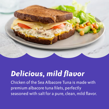 Chicken of the Sea Solid White Premium Albacore Tuna in Water, 5 oz. Can (Pack of 1), Wild Caught Tuna
