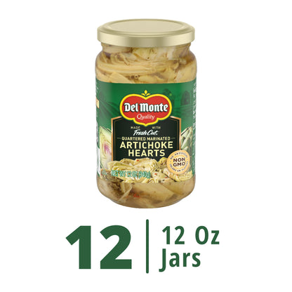 Del Monte® Quartered Marinated Artichoke Hearts 12 oz. Glass Jar, 12 Pack
