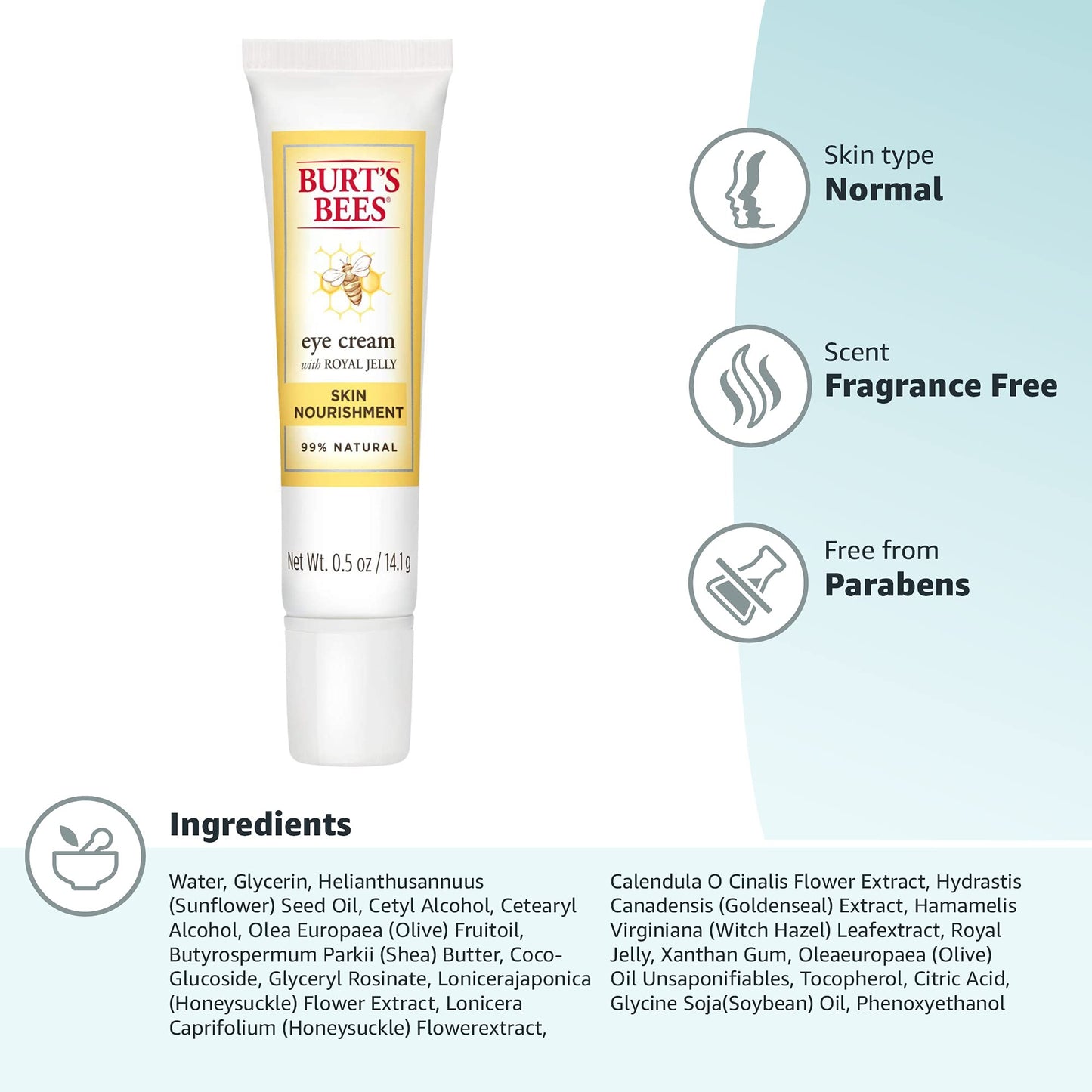 Burt's BeesNormal to Combination Skin Nourishment Eye Cream, Fragrance Free, 0.5 Oz (Package May Vary)