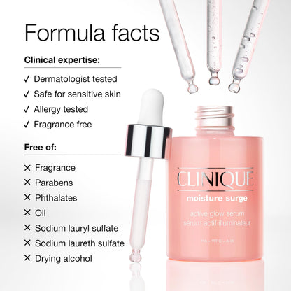 Clinique Moisture Surge Active Glow Serum with Lactic Acid, Hyaluronic Acid + Vitamin C | Hydrating, Lightweight + Oil Free