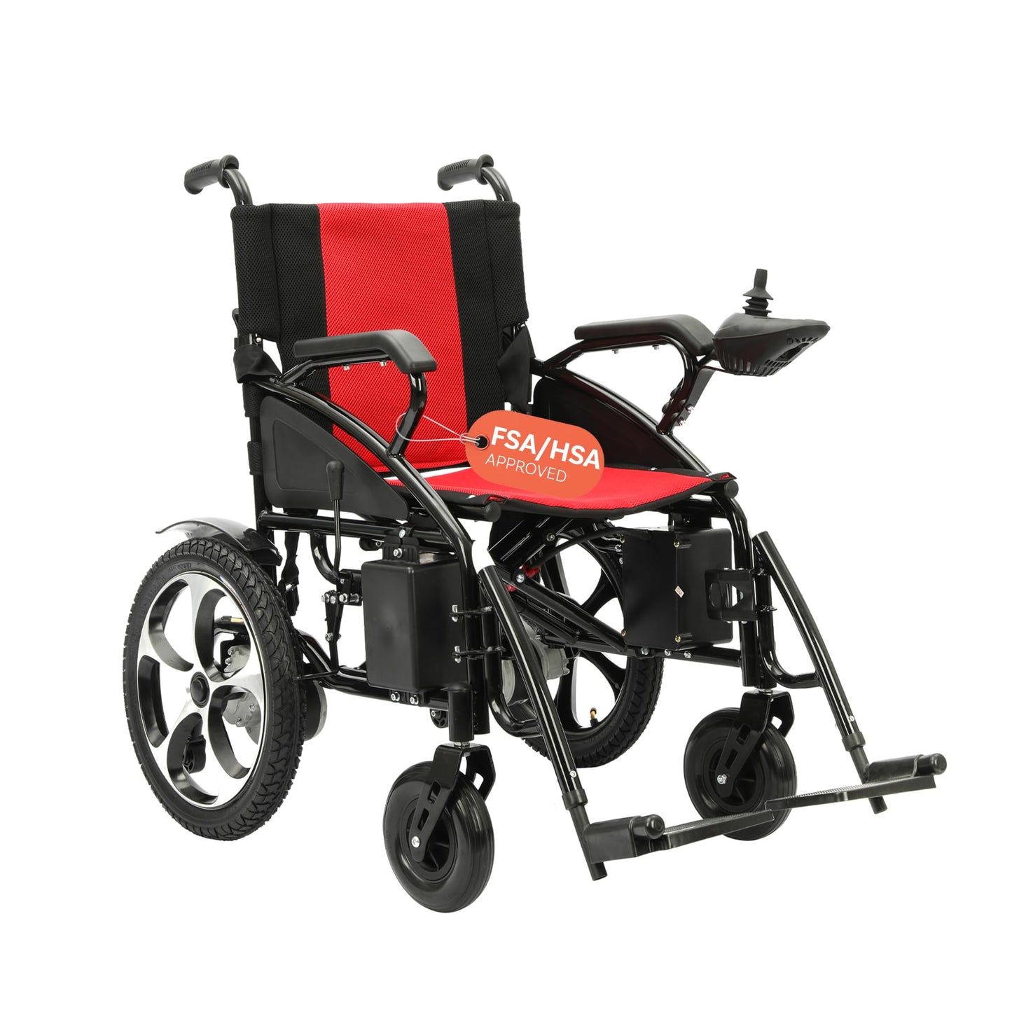 Electric Wheelchairs for Adults, All Terrain Heavy Duty Dual Motor Foldable Motorized Power Wheelchairs for Seniors, Portable Electric Wheel Chair for Adults (Artemis- Red)