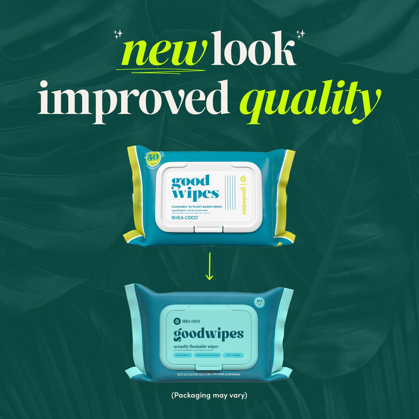 goodwipes Flushable Butt Wipes - Vitamin E & Aloe - Sewer & Septic Safe - Extra Large Adult Wet Wipes For Women & Men - Bathroom Essentials - Shea-Coco, 318 Count (6 Packs + 1 Travel)