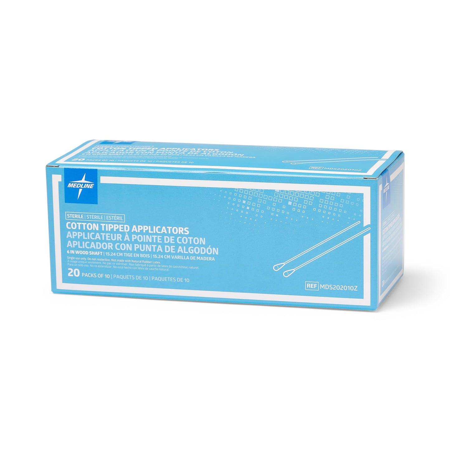 Medline Sterile Cotton-Tipped Wood Applicator, 6", Ideal for Application of Medication, Cleaning Skin, Arts & Craft and More (Pack of 200)