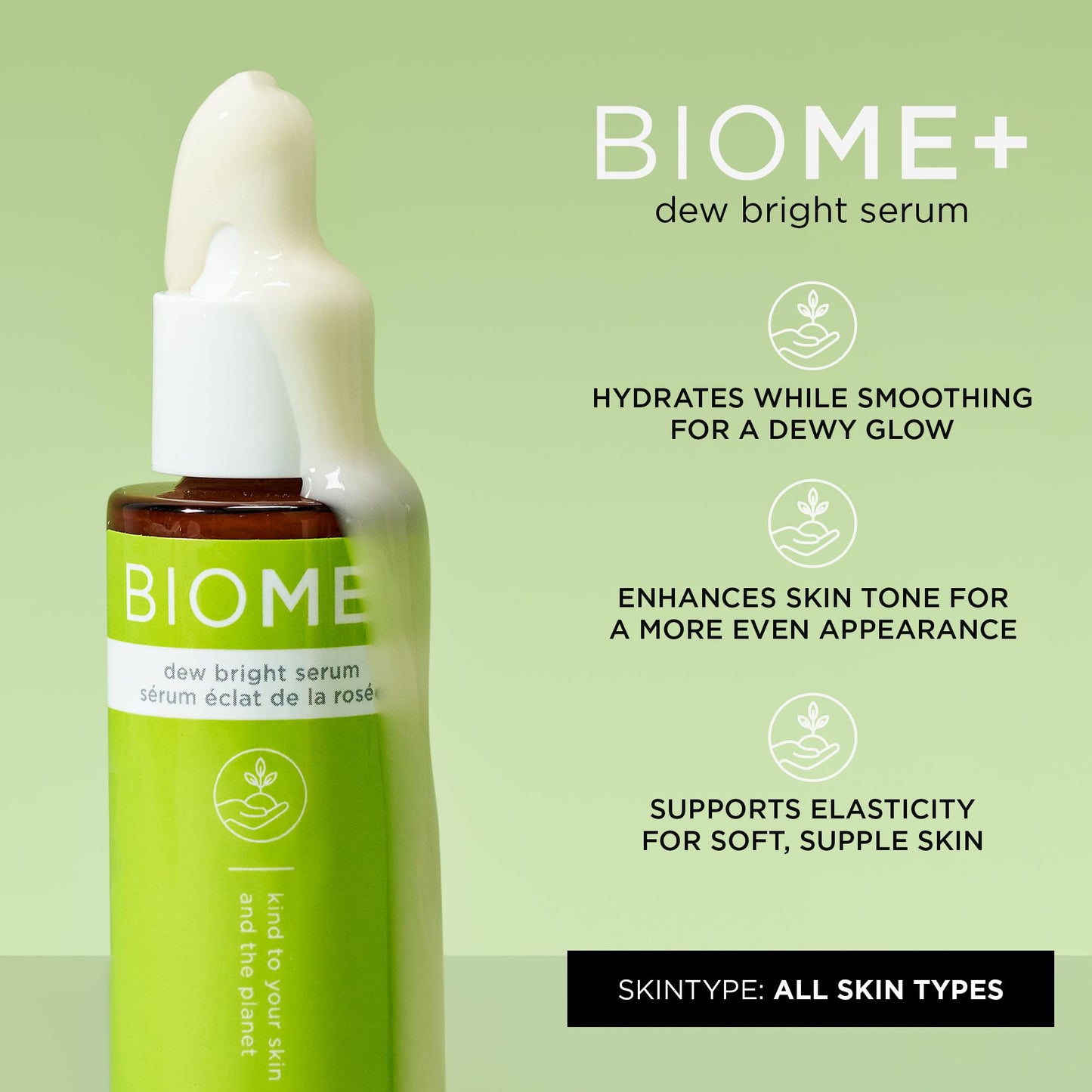 IMAGE Skincare, BIOME+ Dew Bright Serum, Microbiome Friendly Facial Serum, Boosts Luminosity and Enhances Elasticity