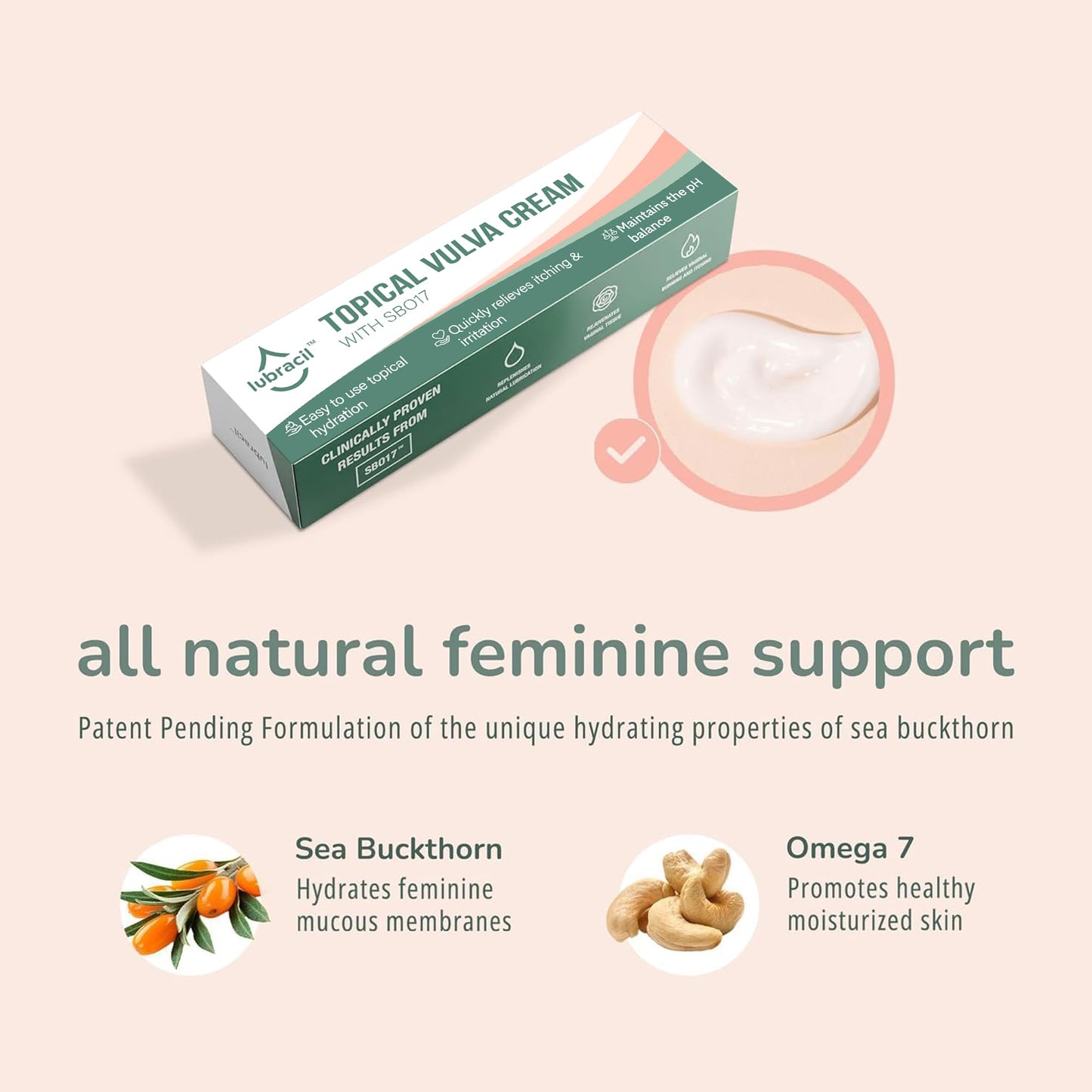 Vulva Moisture Cream - Daily Feminine Care Moisturizer Helping with Vaginal Dryness, Burning, Itching, Lubrication & Comfort for Women Estrogen Free, Non-GMO, Omega-7, Vitamin E, 1.76 Fl Oz, 1 Pack