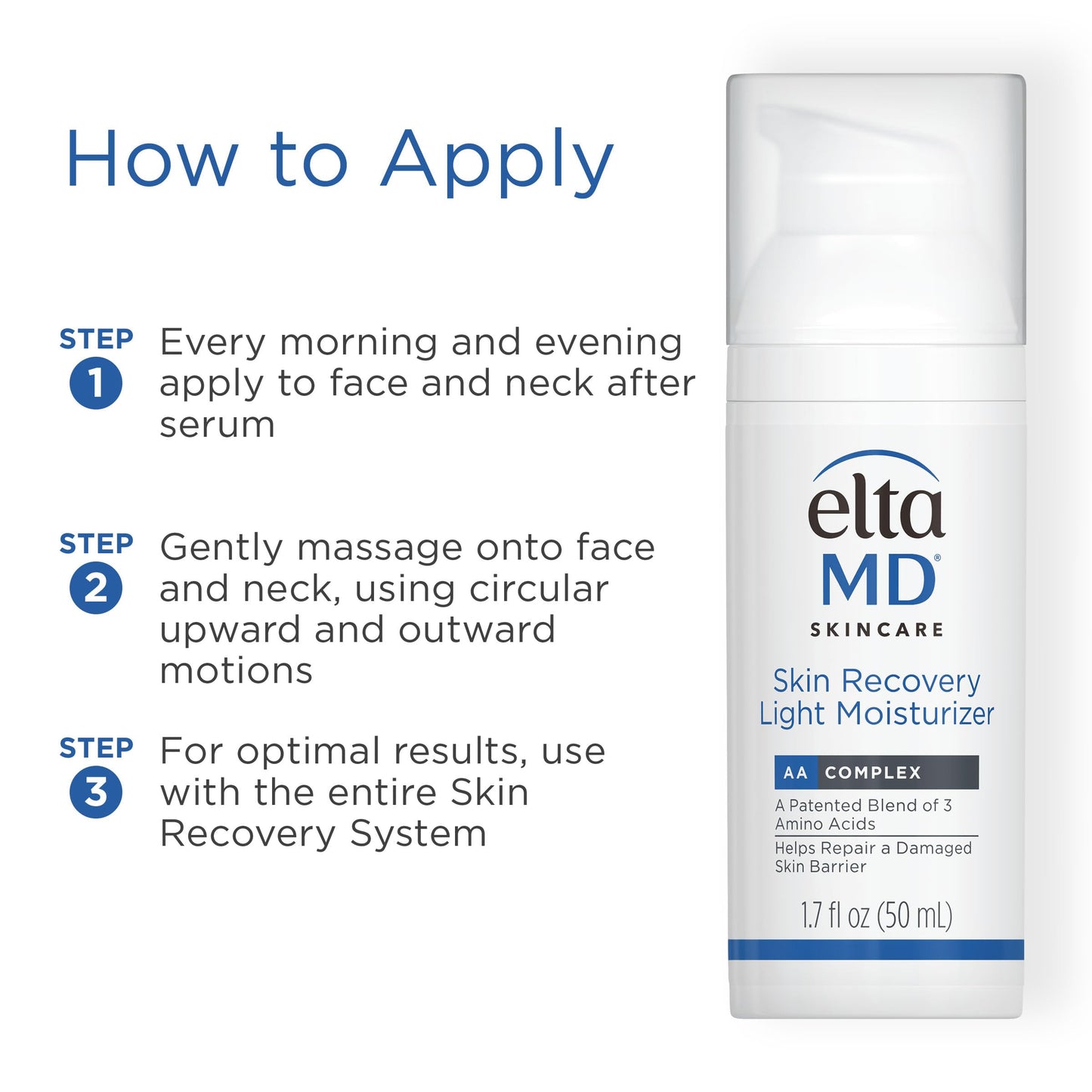 EltaMD Skin Recovery Light Face Moisturizer for Dry Skin, Oil Free Moisturizer for Face and Acne Prone Skin Care, 1.7 oz Pump