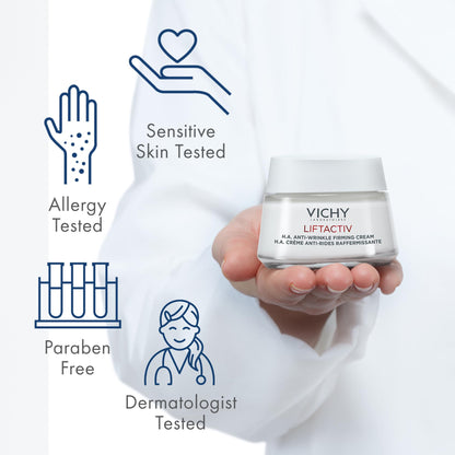 Vichy LiftActiv H.A. Anti-Wrinkle Firming Cream, Anti Aging Face Cream With Vitamin C & Hyaluronic Acid, Smoothing & Firming For Wrinkles, Visibly Plumps Skin & Improves Radiance