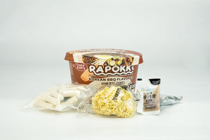 Chef Kim's Rapokki, Ramen + Topokki (Rice Cake), Korean Street food Ramen Noodle Topokki Rice Cake - Quick & Easy to Prepare. (6 Bowls, Korean BBQ Flavored)