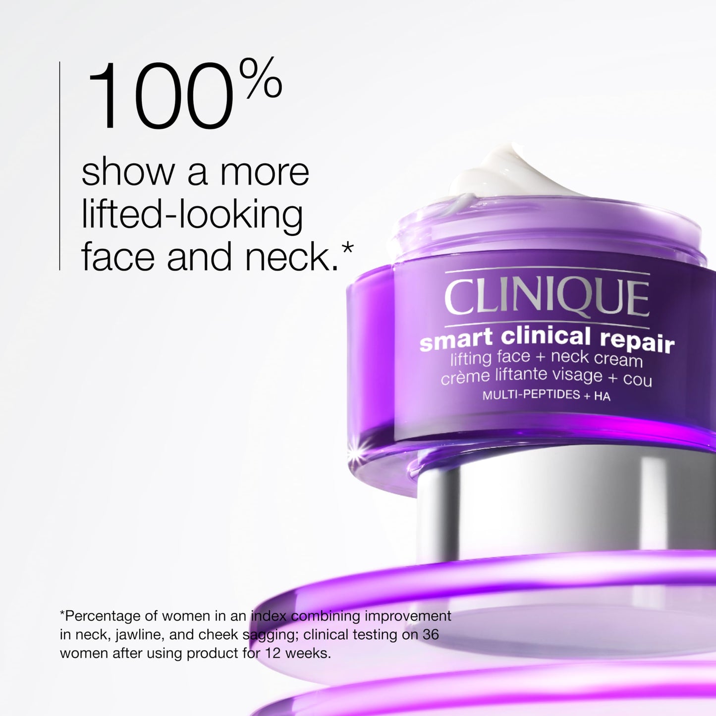 Clinique Smart Clinical Repair Anti Aging Lifting Face + Neck Cream with Peptides + Hyaluronic Acid For All Skin Types | Hydrating