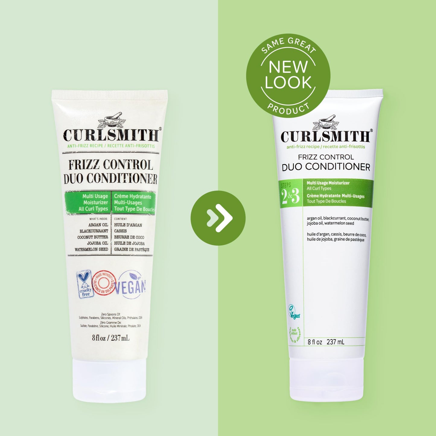 CURLSMITH Frizz Control Duo Conditioner - Moisturizing Anti-Frizz Condtioner and Nourishing Leave-In for Frizz Control, For All Curl Types, Vegan & Cruelty Free