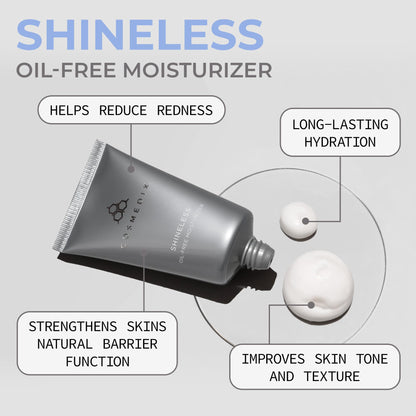 COSMEDIX Shineless Oil-Free Face Moisturizer – Hydrating Cream with Vitamin B3 for Oily & Blemish-Prone Skin – Lightweight Daily Face Care for Firm, Smooth & Radiant Glow – 79 g / 2.8 oz