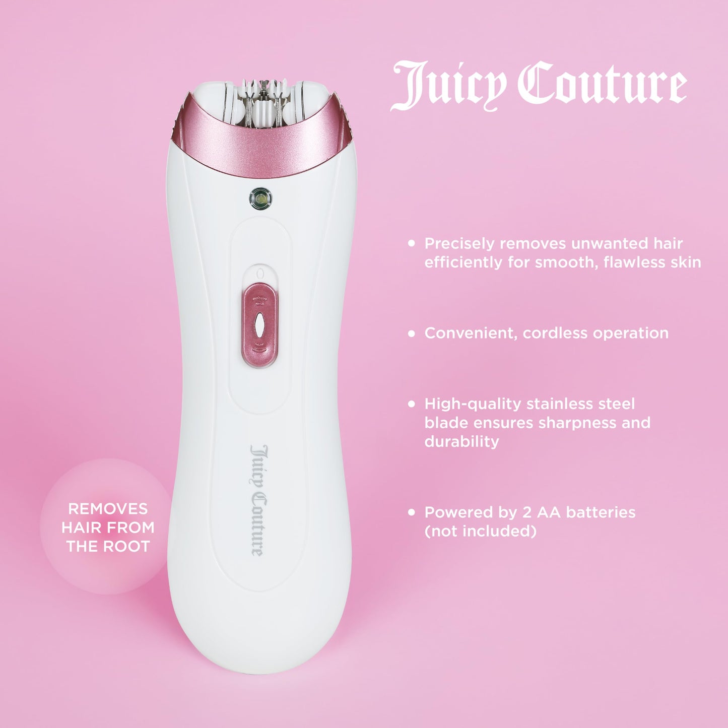 Juicy Couture - Painless Hair Remover, Rechargeable Electric Device Designed for Gentle Facial and Full Body Hair Removal