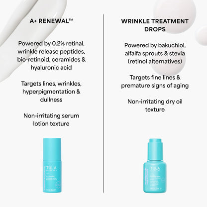 TULA Skin Care A+ Renewal Advanced Retinal + Peptides Serum - Nightly Facial Serum, Boosts Radiance and Hydrates, 1.01 Fl. oz.
