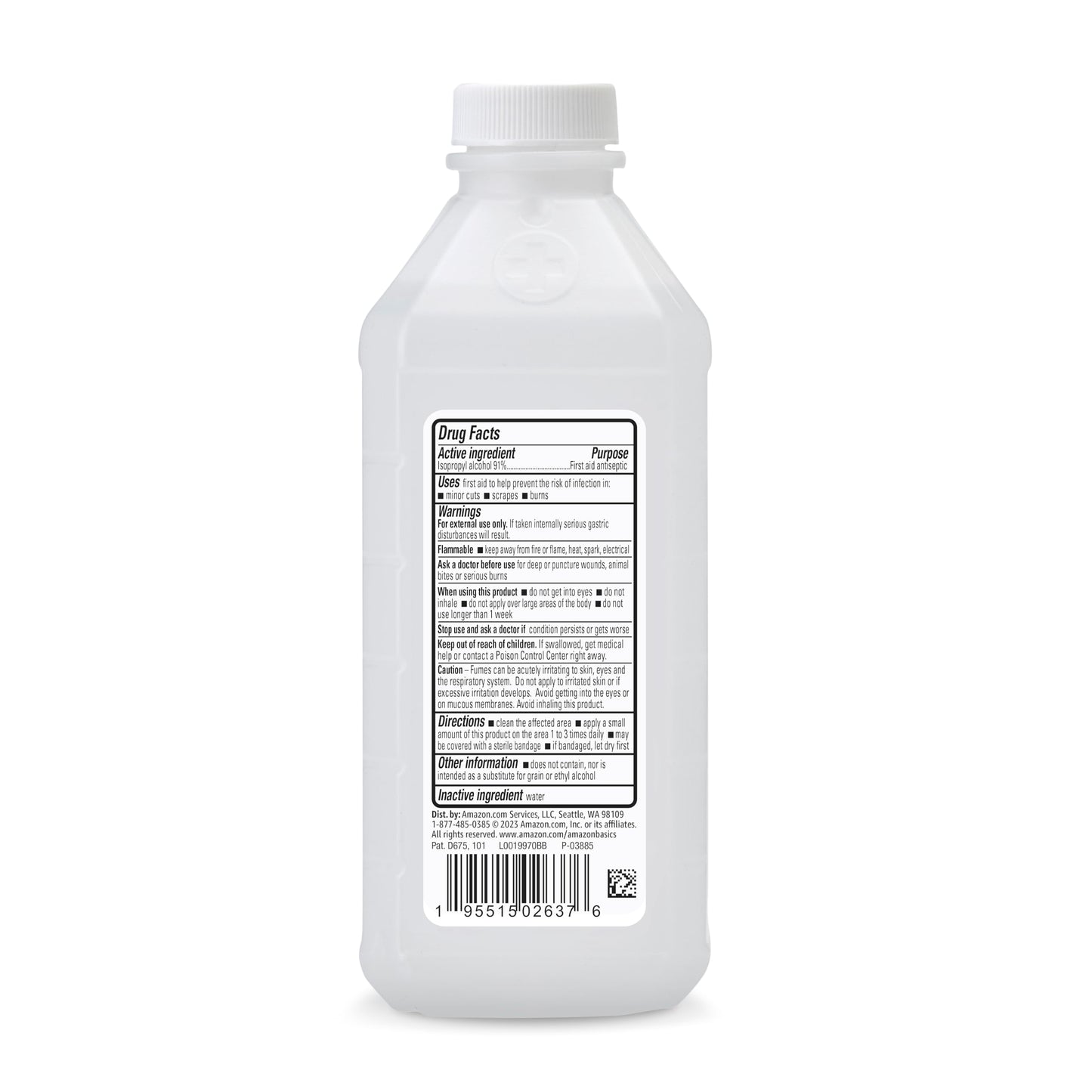 Amazon Basics 91% Isopropyl Alcohol First Aid Antiseptic, Unscented, 16 Fl oz, 1-Pack
