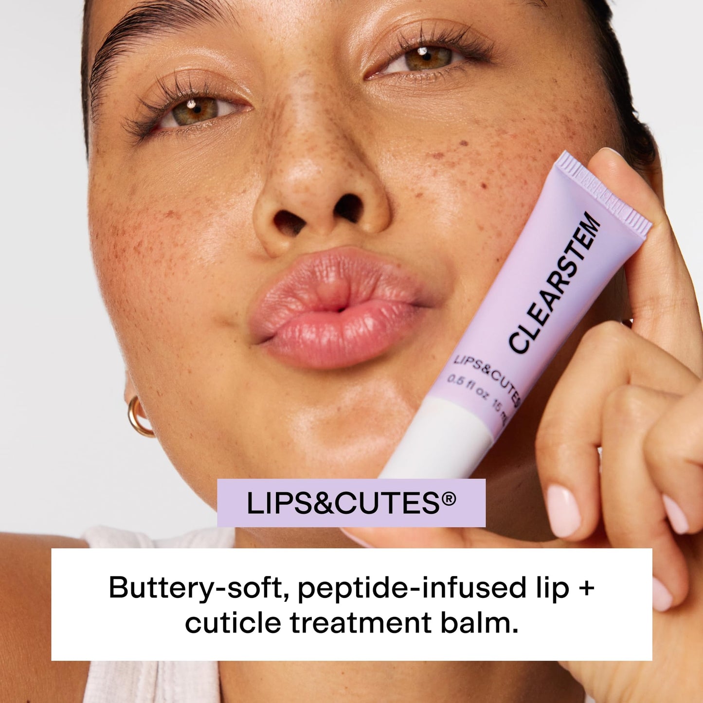 CLEARSTEM LIPS&CUTES Lip Balm & Cuticle Care - Multi-Tasking Hydrating Balm with Peptides, Vitamin E & Green Tea - Lip Care Products & Cuticle Balm Essentials for Daily Soothing & Nourishing Routine