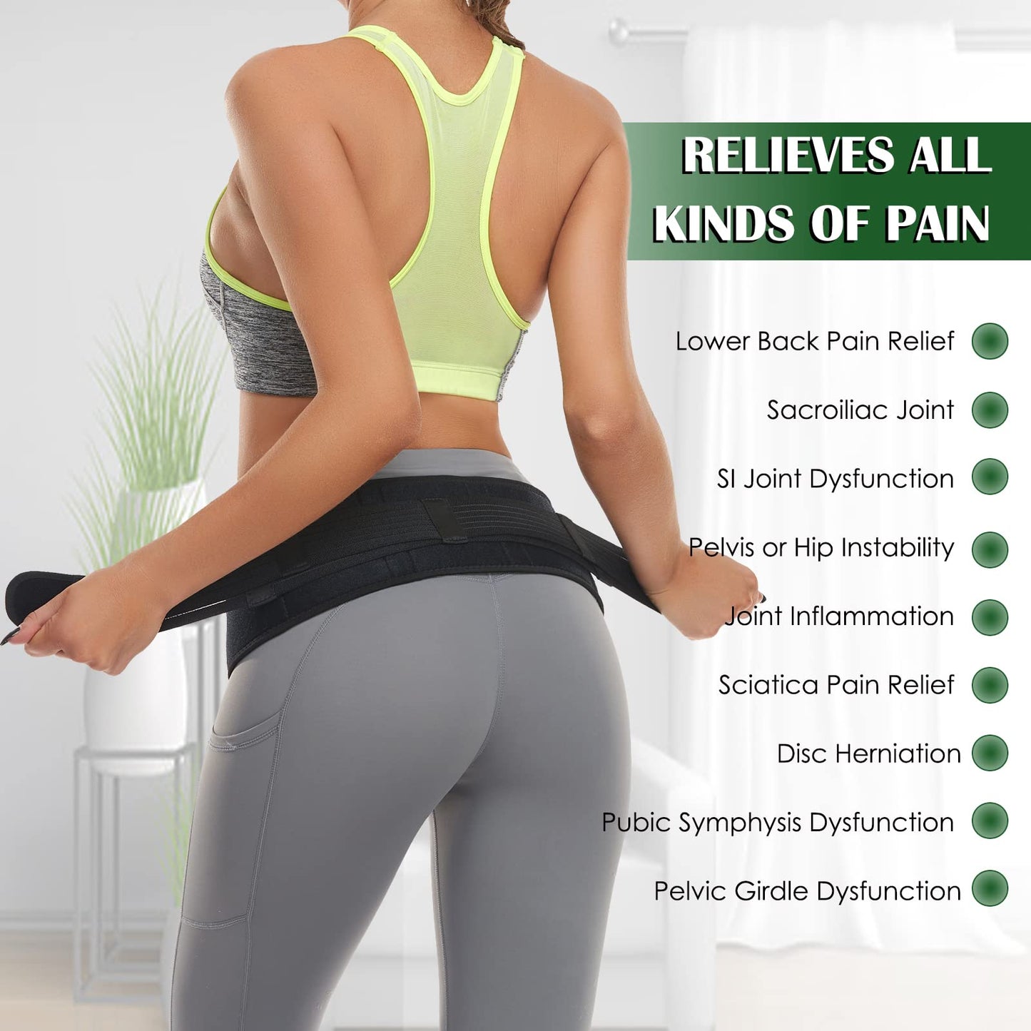 Sacroiliac SI Hip Belt for Women Men SI Joint Hip Belt Lower Back Support Brace Hip Braces for Hip Pain Pelvic Support Belt Adjustable Sciatica Pelvis Lumbar Pain Relief Trochanter