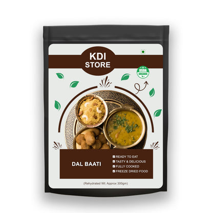 KDI Store Ready to Eat Dal Baati, Traditional Gujarati Lentil Curry with Wheat Balls, USDA Organic, Freeze Dried,120g