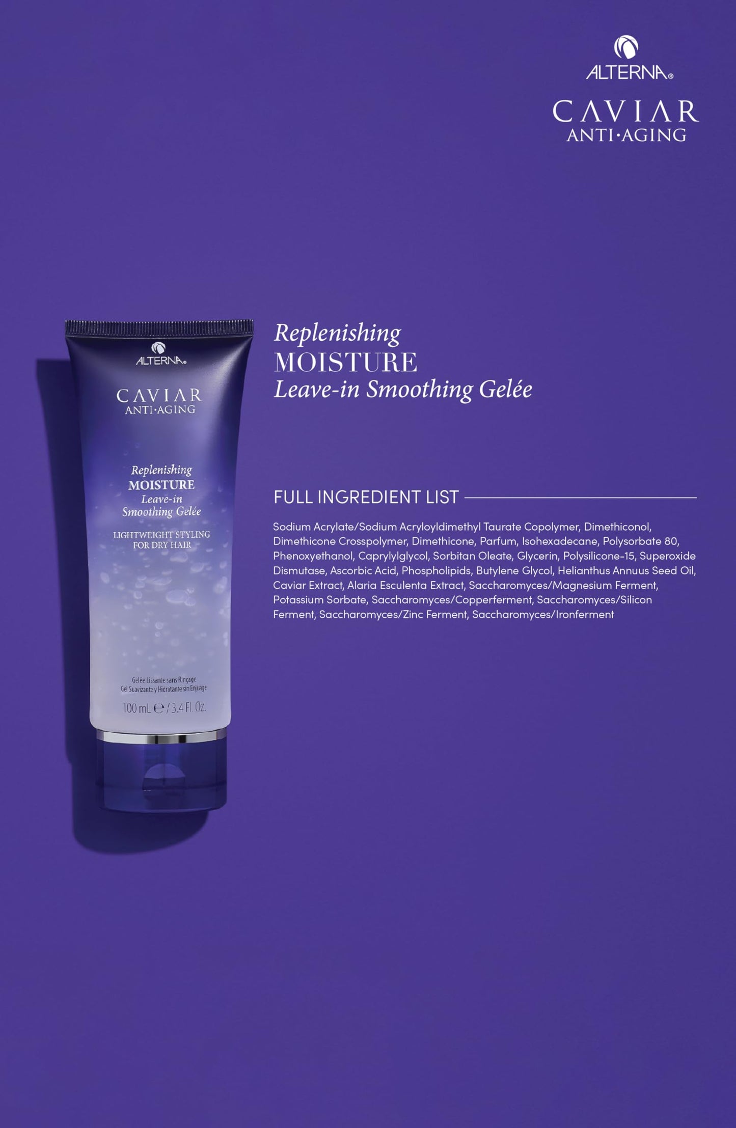 Alterna Caviar Anti-Aging Replenishing Moisture Leave-in Smoothing Gelee, Lightweight Styling For Dry Hair,Sulfate Free