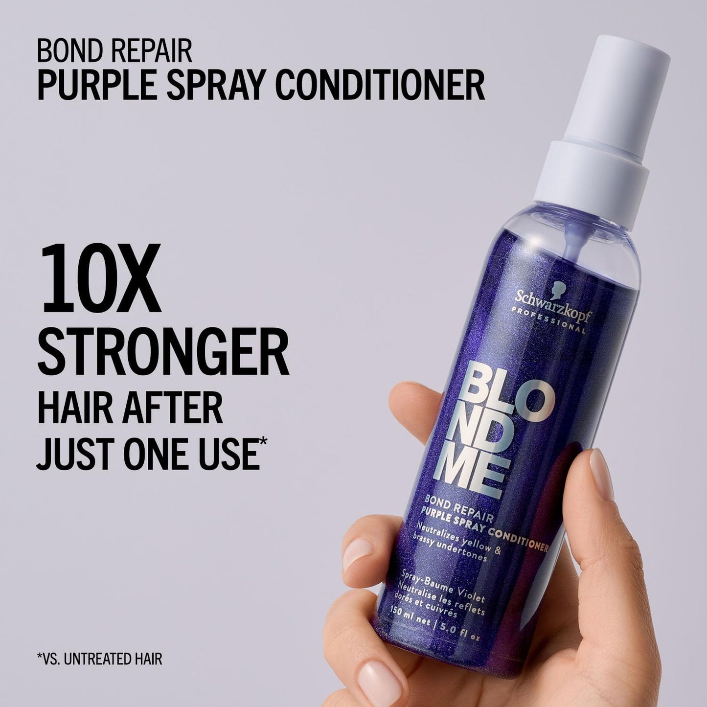 BlondMe Bond Repair Purple Spray Conditioner for Blonde Hair | Neutralize Yellow & Brassy Tones | Strengthen, Repair, & Prevent Breakage | For Moisturized, Healthy-Looking Cool-Toned Blondes