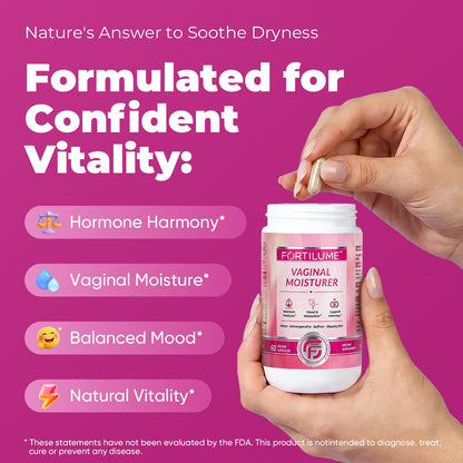 Vaginal Moisture & Mood Supplement for Women, Supports Natural Hydration, Hormonal Balance, with Maca Ashwagandha, Saffron, Slippery Elm, 60 Capsules