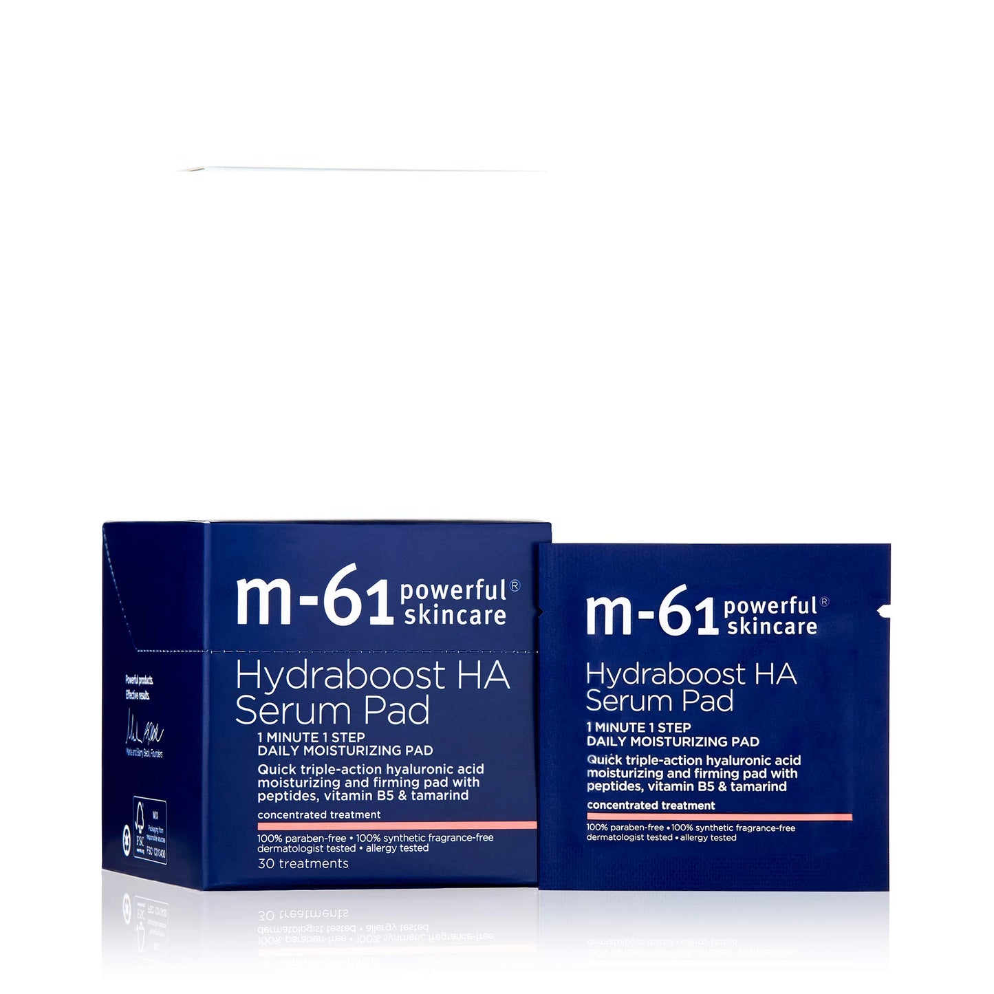 m-61 Hydraboost HA Serum Pad | Hyaluronic Acid Serum Pads to Firm and Moisturize Up to 48 Hours. Dermatologist Tested. Fragrance Free. For All Skin Types. Individually Wrapped.