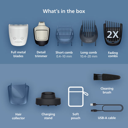 Norelco Philips Beard Trimmer 5000 Series, Men's Face Trimmer, 100% Waterproof BeardSense Tech, Precision Trimmer with Fading Combs, Self-Sharpening Blades, Hair Collector & Charging Stand, BT5785/40