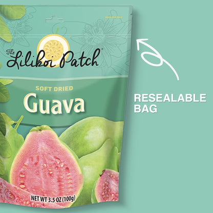 Nakihalani Farm Dried Fruits Snacks Guava 3.5 oz - Soft Chewy, Healthy Dried Fruit for Adults & Kids - Organic non-GMO, gluten free, & low calorie - Sugar Free Snacks in a resealable bag