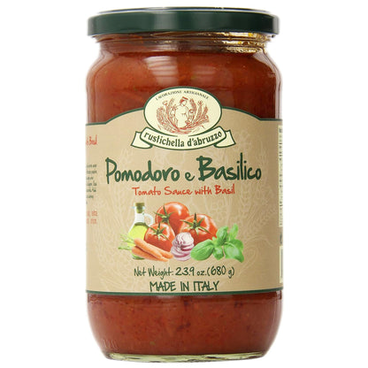 Rustichella d'Abruzzo Tomato & Basil Sauce | Authentic Italian Tomato Sauce with Fresh Basil & Olive Oil | Vegan | Perfect for Pasta, Pizza, Spaghetti & Marinara (23.9 oz / 680 g)