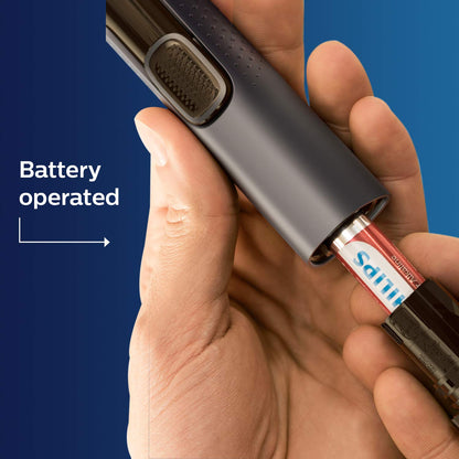 Philips Nose Trimmer Nt3650/16, Nose, Ear & Eyebrow Trimmer with Protective Guard System, Fully Washable, Including AA Battery, 2 Eyebrow Combs, Pouch (Gray)