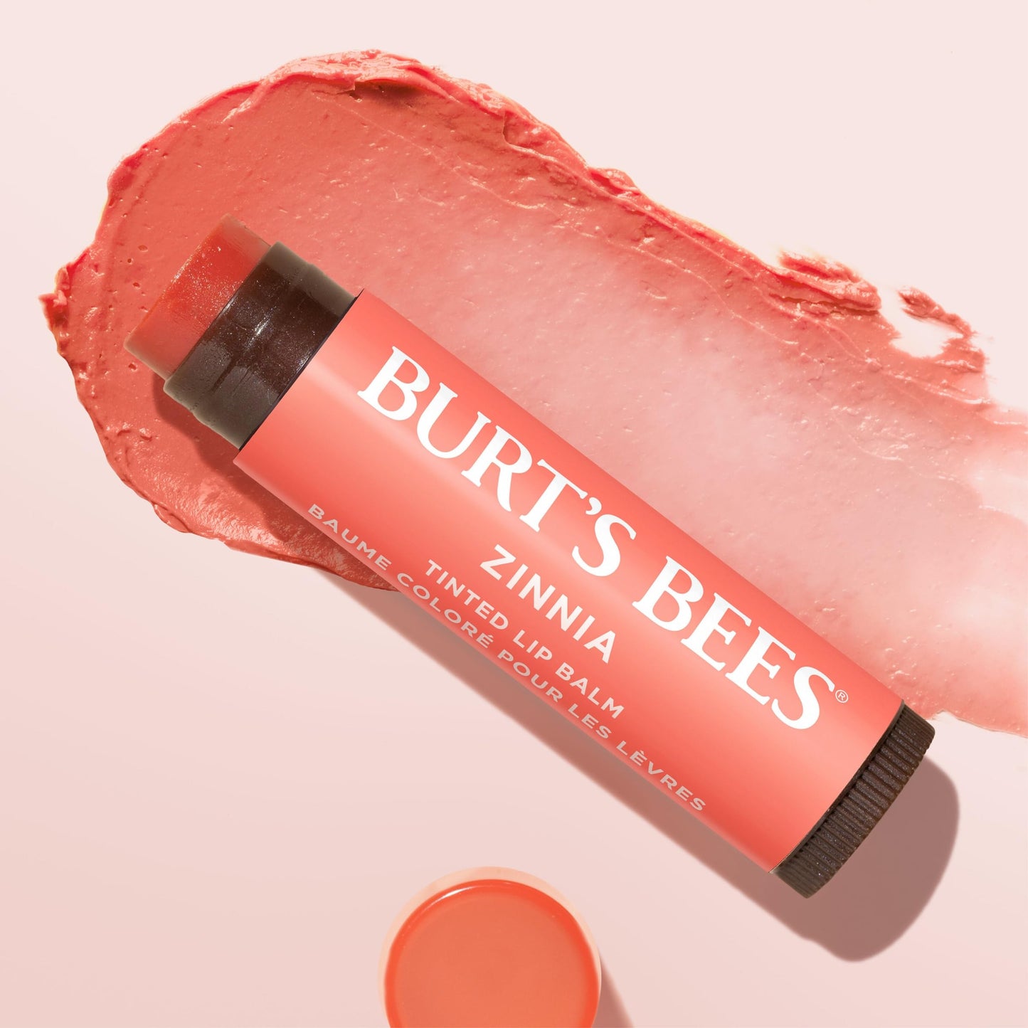 Burt's Bees Easter Basket Stuffers, Lip Tint Balm with Long Lasting 2 in 1 Duo Tinted Balm, Color Infused with Deeply Hydrating Shea Butter for a Natural Looking Buildable Finish, Zinnia (2-Pack)