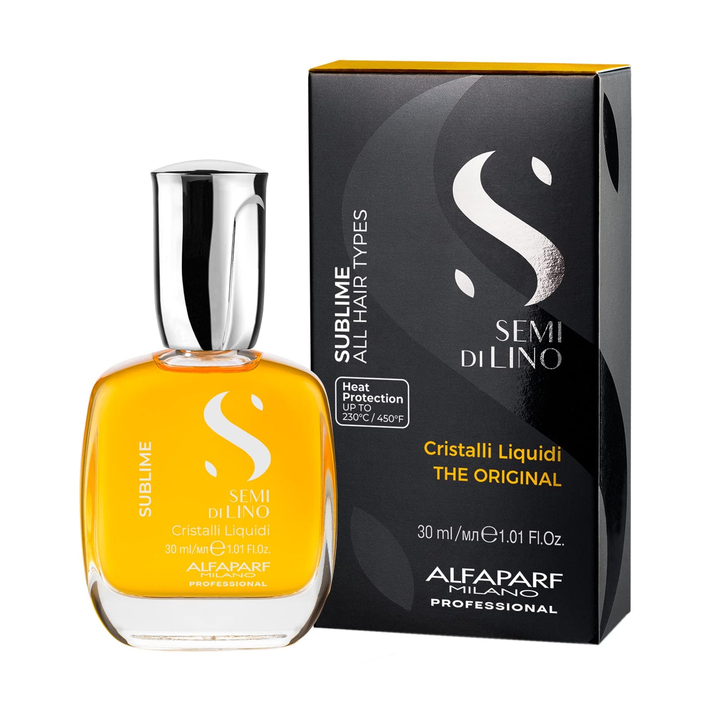 ALFAPARF MILANO Semi di Lino Cristalli Liquidi Hair Oil with Heat Protection - Superior Smoothing and Finishing Hair Serum - Anti Frizz - Brilliant Shine - Vitamin E for Frizzy Hair