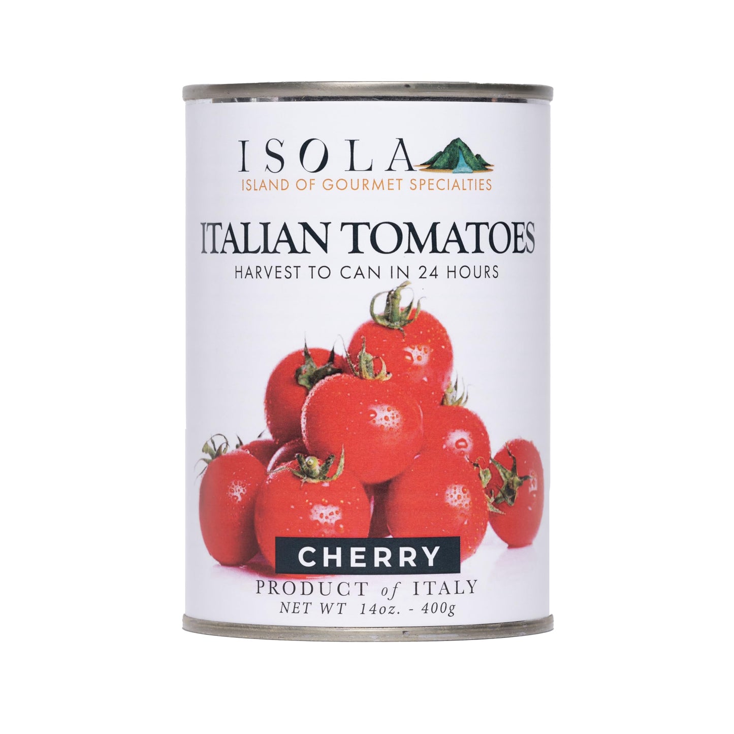 Isola Italian Cherry Tomatoes, 14 oz Can, Whole Tomatoes Grown in Southern Italy, Packed in Juice with Sweet and Acidic Balance, No Salt or Preservatives, Ideal for Sauces and Roasting