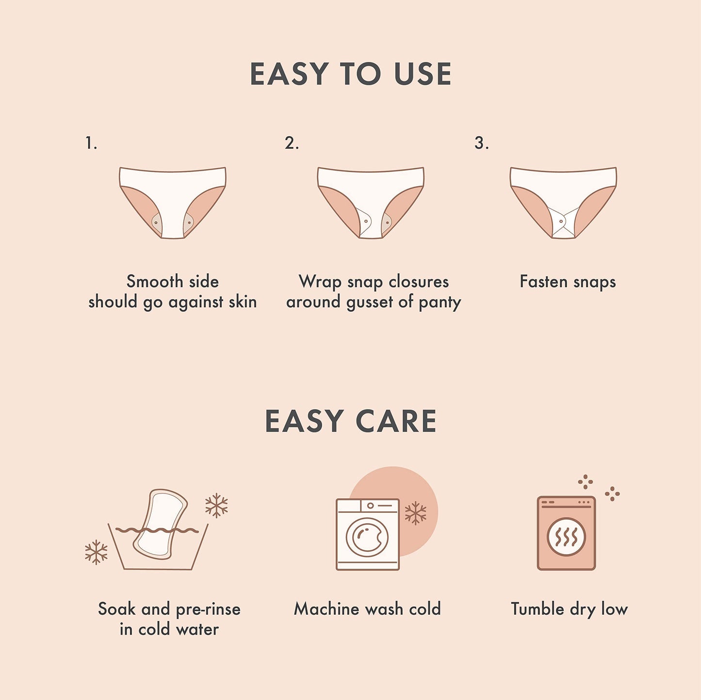 Rael Bundle - Reusable Panty Liners (Brown, 3 Count) & Flushable pH Balanced Feminine Wipes (20 Count)