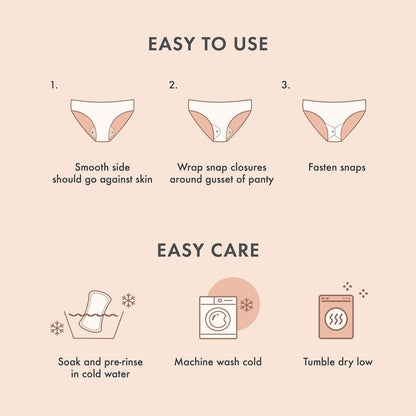 Rael Bundle - Reusable Panty Liners (Brown, 3 Count) & Flushable pH Balanced Feminine Wipes (20 Count)