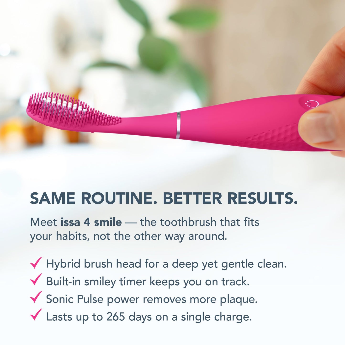 FOREO ISSA 4 Smile Electric Toothbrush – Compact & Travel-Friendly, 4-in-1 Hybrid Brush Head, Tough on Plaque, Long Battery Life (265 Days), 6-Month Brush Head Replacement