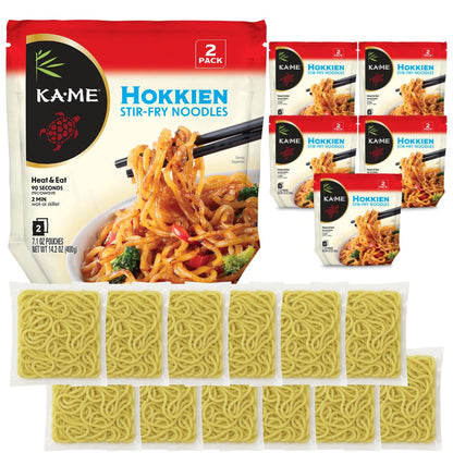 KA-ME Hokkien Stir-Fry Noodles 14.2 oz (Pack of 6), Authentic Asian Ingredients and Flavors, Certified Gluten-Free, Made of Rice, Authentic, No Preservatives or MSG, Instant & Microwaveable, Ideal In A Stir-Fry, Salad Soup or Your Favorite Noodle...